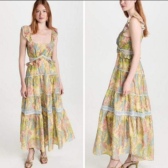 Loveshackfancy Madsen Dress Pastel Fields Maxi NEW - Picture 4 of 7